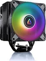 "ARCTIC Freezer 36A-RGB" procesoriaus aušintuvas su "Push-Pull" ir ARGB apšvietimu, skirtas "Intel" ir AMD, "Single Tower", 2 120 mm P ventiliatoriai su optimizuotu slėgiu, 200-2000 aps/min, hidrodinaminiai slydimo guoliai, įskaitant MX-6 - juodas