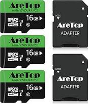 "Aretop" Micro SD kortelė 16GB, 3 vnt. su 2 adapteriais Atminties kortelė MicroSDHC UHS-I 10 klasės U1 A1, "Full HD" vaizdo įrašymo Micro SD atminties kortelė, skirta fotoaparatui / išmaniajam telefonui / dronui / prietaisų kamerai
