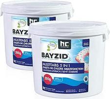 "Bayzid Chlorine Multitabs 5 in 1-200 g Chloro tabletės baseinui - 2 x 5 kg (10 kg) - 5 fazių priežiūra ir valymas - pagaminta Europoje - krištolo skaidrumo baseino vandeniui