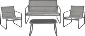 "Beliani Barrea Lounge Set Metal Grey" 4 vietų stalas, sodo sofa, fotelis