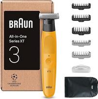 "Braun" serijos XT3 veido ir kūno skustuvas, "viskas viename", elektrinis skustuvas, barzdos skustuvas ir kūno kirpimo mašinėlė, 7 priedai, kūno skustuvas ir stiliatorius, 45 min. baterija, atsparus vandeniui, XT3205, geltonas