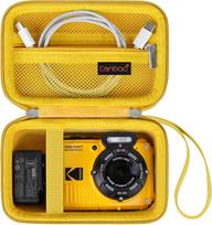 "Canboc" dėklas "Kodak PIXPRO WPZ2" tvirtam vandeniui atspariam skaitmeniniam fotoaparatui, povandeninio fotoaparato krepšys, užtrauktuko formos tinklelis, kuriame telpa USB kabelis, baterija, adapteris, geltonas (tik dėklas)