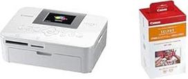 "Canon Selphy CP1000" nuotraukų spausdintuvas 10 x 15 cm (mobilusis spausdintuvas, USB, 300 x 300 DPI, tiesioginis spausdinimas iš suderinamų fotoaparatų), baltos spalvos ir spausdintuvo kasetė RP-108 bei popierius, skirtas "Selphy CP" nuotraukų spausdint