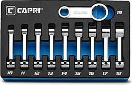 "Capri Tools" 3/20,3 cm pavaros sukimo momento adapterių rinkinys 12 taškų dėžutės galas nuo 10 iki 19 mm metrinis 10 dalių su mechaniniu įdėklu