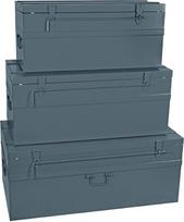 "Cogex" - Metalinis dėklas - 3 vnt. pakuotė - Kietavamzdė spyna - Spalva: 1 dėklas 700 x 330 x 310 mm + 1 dėklas 100L 800 x 390 x 340 mm + 1 dėklas 150 litrų 900 x 450 x 370 mm