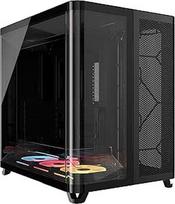 "CORSAIR AIR 5400 LX-R RGB iCUE LINK" trijų kamerų "Mid-Tower" kompiuterio korpusas - 3x iš anksto sumontuoti "Reverse Rotor LX-R RGB" ventiliatoriai, oro kanalai stipriam aušinimui, reversinės pagrindinės plokštės palaikymas - juodas