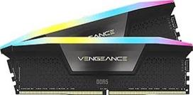"Corsair Vengeance RGB DDR5" 32GB (2x16GB) 6400MHz CL36 "Intel XMP iCUE" suderinama kompiuterio atmintis - juoda (CMH32GX5M2B6400C36)
