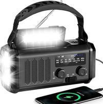 "Crank Radio", avarinis radijas su 20000 mAh maitinimo banku, AM/FM radijo stotis statybvietėje, "Crank & 3-Way Solar Radio" su pasauliniu imtuvu (juodas)