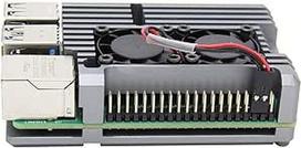 "Digitalkey Armor" korpusas "Raspberry Pi 4" su 2 ventiliatoriais - aliumininis dviejų ventiliatorių aušinimas (pilkas)