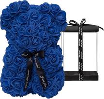 "DuHouse Rose Bear Rose Teddy Bear Gėlių dovana Juodoji dėžutė Valentino dienos jubiliejui Motinos dienos metinėms Motinos dienos Kalėdų gimtadieniams Nuotakos dušai Visiškai rankų darbo 10 colių gėlių lokys (karališkai mėlyna)