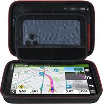 "Elonbo" GPS dėklas, skirtas "Garmin DriveSmart 86", dezl OTR800, OTR810, RV 890, RV 895 GPS navigatorių sistemoms, papildomas automobilinis įkroviklis, USB laidas (juodas)