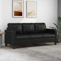 "Emmtore" sofa, svetainės sofa, minkšta sofa su metaliniu rėmu, svetainės sofa, svetainės sofa, svetainės baldai, dirbtinės odos sofa, juoda, 180 cm