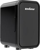 "Enventor" mini šaldytuvas, 6 litrų/8 skardinių, kintamosios + 12 V nuolatinės srovės maitinimo šaltinis, nešiojamasis šaldiklis ir šildytuvas, mažas šaldytuvas miegamajam, automobiliui, odos priežiūrai, vaisiams ir gėrimams, juodas