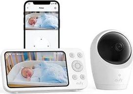 "eufy" kūdikių monitorius su kamera E20, programėlė ir valdymas neprisijungus, 2K HD, ypač aiškus naktinis matymas, pasvirimo funkcija, 4 x priartinimas, mobilioji kamera su integruotu akumuliatoriumi, ANR, išmanieji pavojaus signalai, "WiFi" įjungimo / i