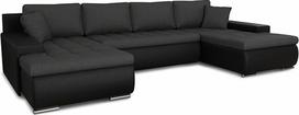 "Faris" U formos gyvenamasis peizažas su miego funkcija, kušetė, sofa-lova su lovos dėže, sofa granitas su lovos funkcija, didelė sofa, sofa-lova (juoda + grafitinė (Madryt 1100 + Inari 94))