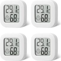 "Flintronic" mini LCD termometras, 4 skaitmeninių termometrų pakuotė, vidaus drėgmės matuoklis, drėgmėmatis, belaidis, drėgmės matuoklis kūdikių kambariui, svetainei, biurui, šiltnamiui (baltas)