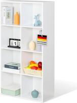 "Floordirekt" knygų spinta, balta lentyna su 8 skyriais, kubo formos lentyna, 30 D x 65,5 W x 129,5 H cm, skiriamoji sienelė vaikų kambariui, svetainei, biurui ir miegamajam (Arkansas)