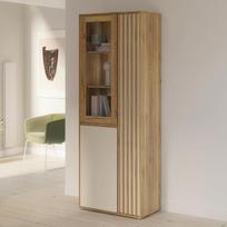 "Forte Eliston 70 80" moderni spintelė su 3 durimis, 3 lentjuostėmis, svetainė, miegamasis, Mauvella ąžuolo medienos dekoras|Kashmir Beige, 74 cm pločio x 200,1 cm aukščio x 41,5 cm gylio