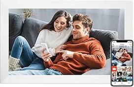 "Frameo" skaitmeninis nuotraukų rėmelis, "WiFi" didelis skaitmeninis nuotraukų rėmelis, 1920 x 1080 IPS HD jutiklinis ekranas, 32GB atmintis, dalijimasis nuotraukomis / vaizdo įrašais, tvirtinimas ant stalo ir sienos, vestuvėms, gimtadieniui, dovanos