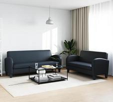 "Gecheer" 2 dalių sofos komplektas dirbtinės odos juoda šiuolaikinė sofa minkšta sofa svetainei miegamajam miegamajam žaidimų kambariui 275227