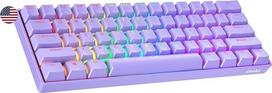 "Geeky" GK61 SE 60% mechaninė žaidimų klaviatūra, 61 klavišas su įvairiaspalviu RGB LED apšvietimu, skirta PC/Mac žaidėjams, ANSI JAV amerikietiškas išdėstymas (levandų spalvos, mechaninė ruda)