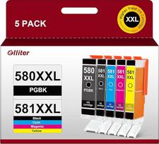 "Glliter 580 581 XXL Multipack for Canon Printer Cartridges 580 581 Suderinama su "Canon PIXMA TS6350a", skirta "Canon TR8550" spausdintuvams TS6300 TS6350 TS6351 TS9550 TS705 su 5