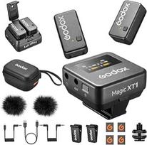 "Godox Magic XT1" belaidis Lavalier mikrofonas, mikrofonas fotoaparatui (2 TX + 1 RX įkrovimo dėklas), mini mikrofonas su triukšmo slopinimu, 16H baterija, jutiklinis ekranas 200 m/60 pėdų, belaidis mikrofonas