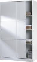 "Habitdesign Top 120" spinta su 2 stumdomomis durimis Drabužių bėgelis ir lentynos Miegamojo spinta Blizgi apdaila 120 cm (ilgis) x 200 cm (aukštis) x 50 cm (gylis)