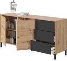 "Habitdesign" stalviršis, medžio kompozitas, ąžuolas "Nodi" ir antracitas, Grande