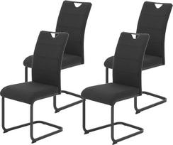"Hela Tische", 4 "Mars" valgomojo kėdžių komplektas Audinys aptrauktas audiniu Kvadratinis metalinis rėmas Juodas ergonomiškas atlošas 120 kg keliamoji galia