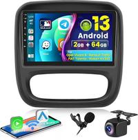"Hikity" 2+64GB "Android 15" automobilinis radijas "Opel Vivaro B"/"Renault Trafic"/"Fiat Talento"/"Nissan NV300" radijas su belaidžiu "Carplay" "Android" automobiline "Bluetooth" navigacija "WiFi" 9 colių ekranas su USB SWC atbuline eiga