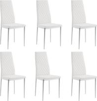 "Home Detail Valgomojo kėdės iš dirbtinės odos su chromo arba juodo metalo kojomis (baltos, sidabrinės kojos, 6 kėdės)