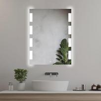 "Home Glow" 50 x 70 cm vonios kambario veidrodis su apšvietimu LED vonios kambario veidrodis su apšvietimu Sieninis vonios kambario veidrodis su jutikliniu jungikliu LED vonios kambario veidrodis su šoniniu apšvietimu