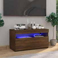 "Homgoday" TV spintelė su LED apšvietimu, rudas ąžuolas, 75 x 35 x 40 cm, pramogų centro spintelė, TV spintelė, HiFi spintelė, stereo spintelė, TV spintelė, svetainės baldai, namai, vidaus laikymo dėžė