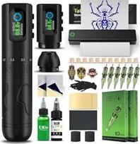 "INKin" tatuiruočių aparato rinkinys, belaidis tatuiruočių aparatas su 2,0-4,2 mm eigos ilgiu ir 1600 mAh baterijomis, tatuiruočių priedų rinkinys su "Bluetooth" tatuiruočių spausdintuvu, šablonais, tatuiruotės spalva ir