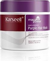 "Karseell" violetinė plaukų kaukė 500 ml, violetinė plaukų kaukė neutralizuoja geltonus atspalvius, atkuria plaukų pažeidimus, violetinė plaukų kaukė šviesiems, žiliems ir žiliems plaukams