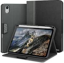 "KingBlanc iPad mini 7" dėklas (A17 Pro), "iPad mini" 7/6 kartos (2024/2021 8,3 colio) su pieštuko laikikliu, PU odos išmanusis dangtelis su stovo funkcija, magnetinis uždarymas, juodas