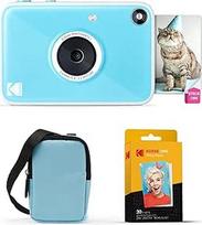 "Kodak Printomatic+" momentinių skaitmeninių fotoaparatų pradinis rinkinys su dėklu (mėlynas) ir 20 cinko fotopopierių - 10 MP spalvotų nuotraukų, RGB LED būsenos indikatorius - mėlynas