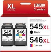 "Lemero" 545XL 546XL kasetės, suderinamos su "Canon" spausdintuvų kasetėmis 545 546 XL Multipack PG-545 CL-546, skirtomis "Canon Pixma MX495 TS3350 TS3150 TS3151 MG2555s MG2550s MG2550s MG3050 MG3051 (juoda/spalva, pakuotė