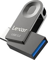 "Lexar" 64GB USB C ir USB A USB 3.2 Gen 1 atminties kortelė su iki 100MB/s skaitymo sparta, OTG palaikymas, "JumpDrive Metal", skirta mobiliajam telefonui / kompiuteriui / automobiliui / planšetiniam kompiuteriui / išmaniajam telefonui / televizoriui
