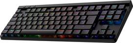 "Logitech G G515 LIGHTSPEED TKL" belaidė plokščia žaidimų klaviatūra, LIGHTSYNC RGB, plono profilio, be skaitmeninės klaviatūros, PBT klavišų dangteliai, taktiliniai mechaniniai jungikliai, vokiškas QWERTZ išdėstymas - juoda