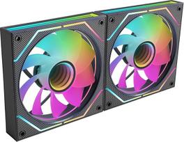 "Mars Gaming MF-3DPROX2R", 2x 120 mm ventiliatoriaus komplektas, apverstos ventiliatoriaus mentės, ARGB Triple Infinity Mirror 360° apšvietimas, PWM valdymas, FDB guolis, kompiuterio ventiliatorius, visiškai suderinamas su ARGB, juodas