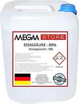 "Megaastore" Acto rūgštis 80% (E260) (UN2790), idealiai tinka kaip valiklis ir kalkių šalintuvas namams ir terasoms, 1 x Carnister 10 l