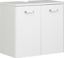 "Pelipal Quickset 359 Vanity Unit", baltas blizgus 60 cm pločio kriauklės spintelė be kriauklės su 2 durelėmis