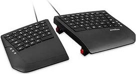 "Perixx PERIBOARD-524B US", [atnaujinta programinė įranga] Laidinė ergonominė padalinta klaviatūra - reguliuojamas pasvirimo kampas - žemo profilio membraniniai klavišai - juoda - JAV anglų kalba