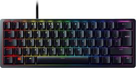 "Razer Huntsman Mini" (violetinis jungiklis) - kompaktiška žaidimų klaviatūra (60 % klaviatūra su spragsinčiais opto-mechaniniais jungikliais, PBT klavišų dangteliai, nuimamas USB-C laidas).