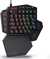 "Redragon K585 DITI" RGB mechaninė žaidimų klaviatūra su viena ranka, mėlynos spalvos jungikliais, C tipo profesionali žaidimų klaviatūra su 7 integruotais makro klavišais, nuimama riešo atrama, 42 klavišai