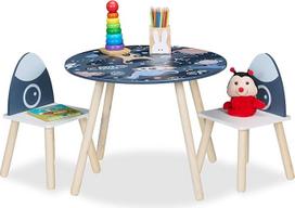 "Relaxdays" vaikiškas 3 dalių rinkinys "Space Dino", vaikiškas stalas su 2 kėdėmis, mergaitėms ir berniukams, sėdimasis kampas vaikų kambaryje, spalvingas