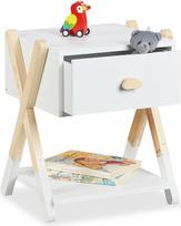 "Relaxdays" vaikiškas naktinis staliukas su stalčiumi, aukštis 42 x 34 x 32 cm, vaikiška komoda "X-Design", mediena ir MDF, balta/natūrali