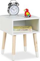 "Relaxdays" vaikiškas naktinis staliukas, atviras skyrius, HBT 40 x 30 x 30 cm, vaikiška komoda, 4 kojelės, mediena ir MDF, balta/natūrali